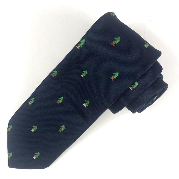 Ten Downing Navy Blue Chess Knight Print Tie 100% Polyester Novelty Chessboard - Picture 1 of 5